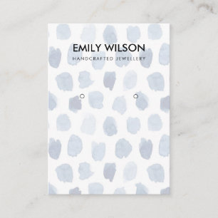 SKY BLUE GREY WATERCOLOR DOTS EARRING DISPLAY LOGO BUSINESS CARD