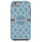 Sky Blue Grey White Moroccan Quatrefoil Monogram