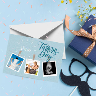 Sky Blue Happy Father's Day Photo Greeting Card