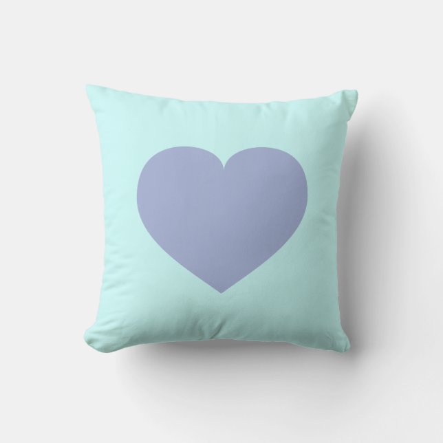 Sky Blue Heart and Sky Blue Hearts - Reversible Throw Pillow (Front)