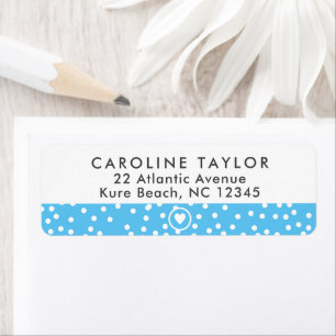 Sky Blue Heart & Dots Jote Preppy Adresse de retou