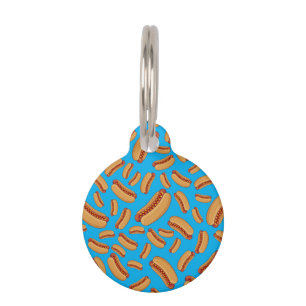 Sky blue hotdogs pet tag