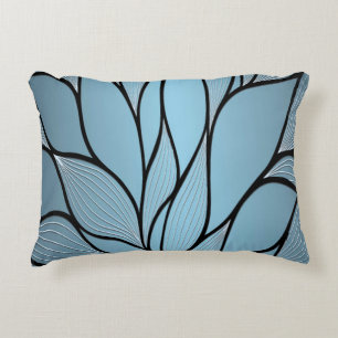 Sky Blue Hues Creative Leave Pattern Accent Pillow