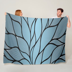 Sky Blue Hues Creative Leave Pattern Fleece Blanket