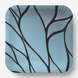 Sky Blue Hues Creative Leave Pattern Paper Plate