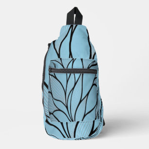 Sky Blue Hues Creative Leave Pattern Sling Bag