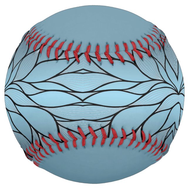 Sky Blue Hues Creative Leave Pattern  Softball (Front)