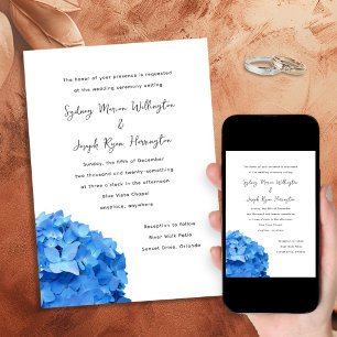 Sky Blue Hydrangea Faire-part de mariage