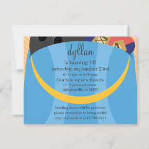 Sky Blue In The Bag Bowling Birthday Party Invitation