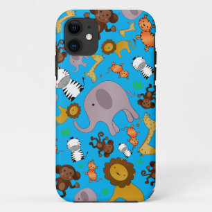 Sky blue jungle safari animals iPhone 11 case