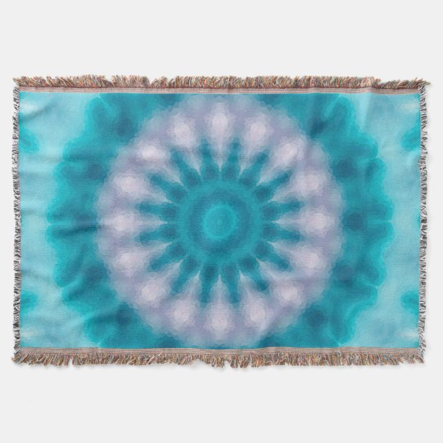 Sky blue kaleidoscope throw blanket (Front)