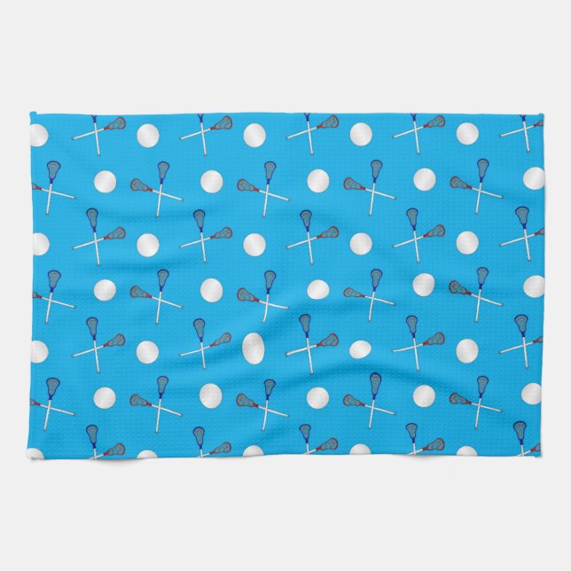 Sky blue lacrosse pattern kitchen towel (Horizontal)