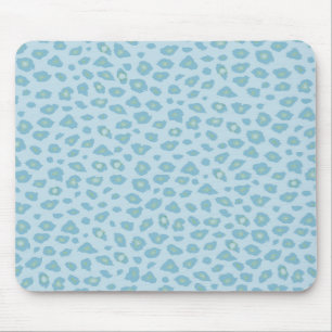 Sky Blue Leopard Print Mouse Pad