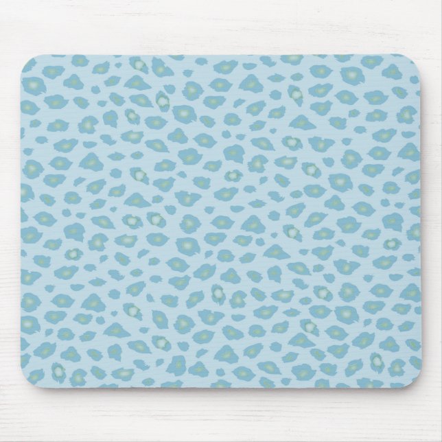 Sky Blue Leopard Print Mouse Pad (Front)