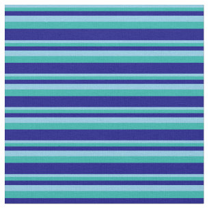 Sky Blue, Light Sea Green & Blue Coloured Pattern Fabric