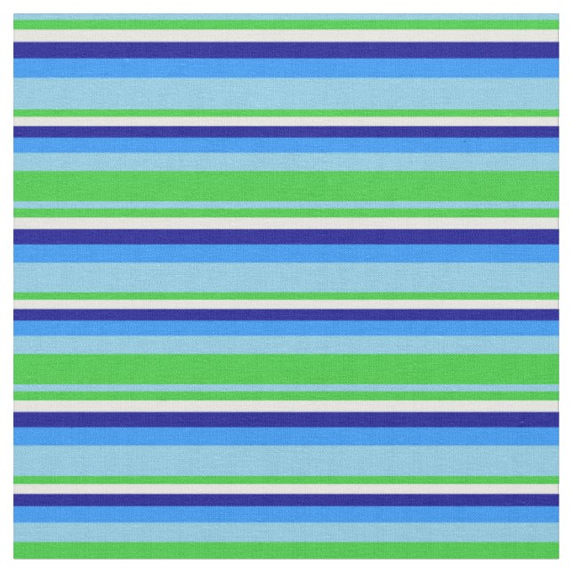 Sky Blue, Lime Green, Mint Cream, Dark Blue & Blue Fabric (Close Up)
