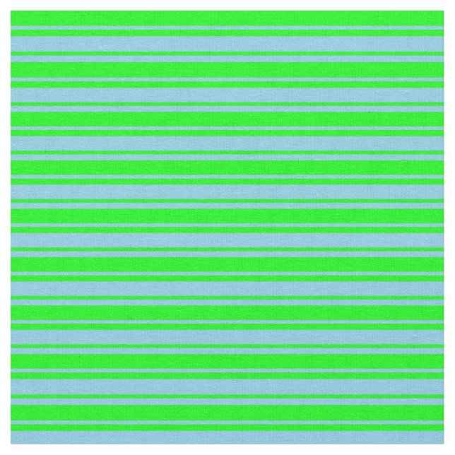Sky Blue & Lime Pattern of Stripes Fabric (Close Up)