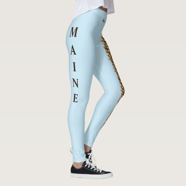 Sky Blue Maine State Pine Cone Leggings (Right)