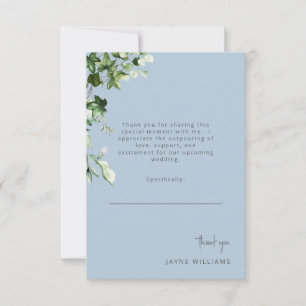 Sky Blue Message Ivy Wedding Shower Thank You  Card