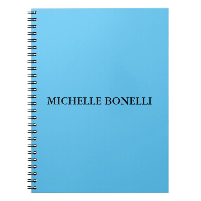 Sky Blue Minimalist Plain Legible Modern Notebook (Front)