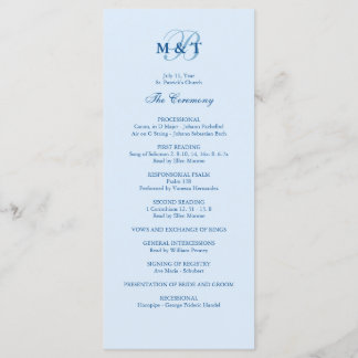 Sky Blue Monogram Programme de mariage