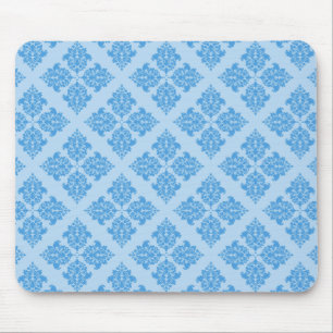 Sky Blue Moroccan Damask Mouse Pad