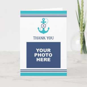 Sky Blue Nautical Photo Thank You Card