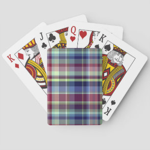 Sky Blue Navy Burgundy Pistach Preppy Madras Plaid Playing Cards