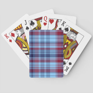 Sky Blue Navy Burgundy Preppy Madras Playing Cards