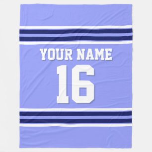 Sky Blue Navy White Team Jersey Sports Jersey Fleece Blanket