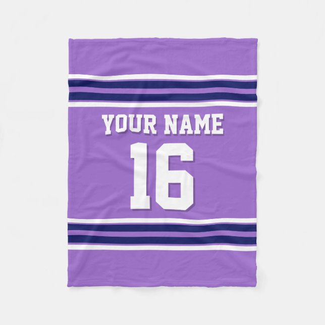 Sky Blue Navy White Team Jersey Sports Jersey Fleece Blanket (Front)