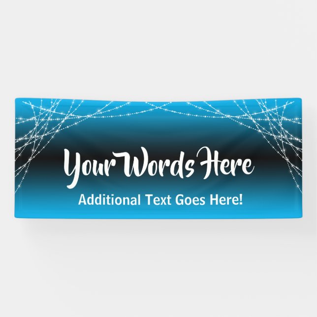 Sky Blue Ombre Light Strings Add Your Own Text Banner (Horizontal)