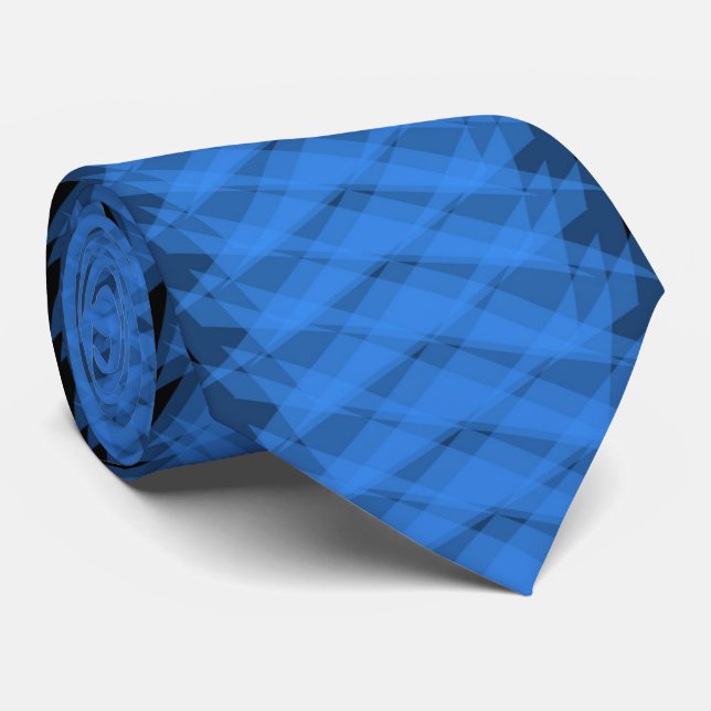 Sky Blue On Black Spiny Modern Abstract Design  Tie (Rolled)
