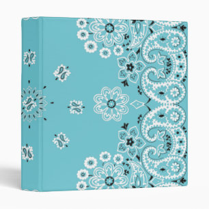 Sky blue paisley bandanna 1 inch 3 ring binder