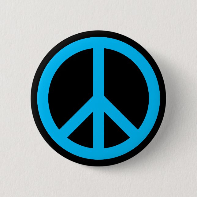 Sky Blue Peace Symbol 2 Inch Round Button (Front)