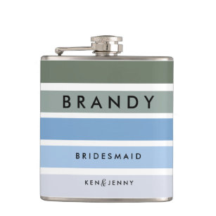 Sky Blue Personalized Bridesmaid Hip Flask