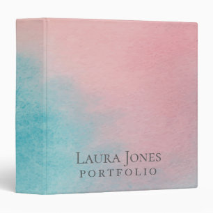 Sky Blue Pink Sunset Personalized Portfolio Binder