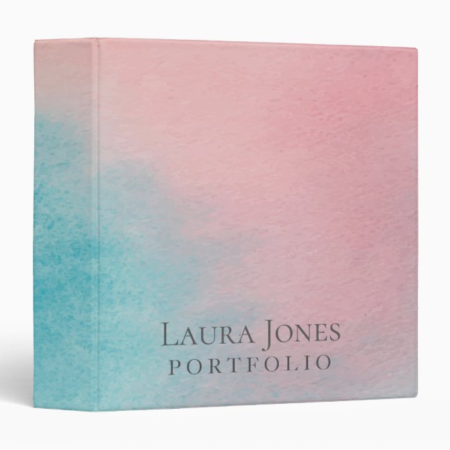 Sky Blue Pink Sunset Personalized Portfolio Binder (Front/Spine)