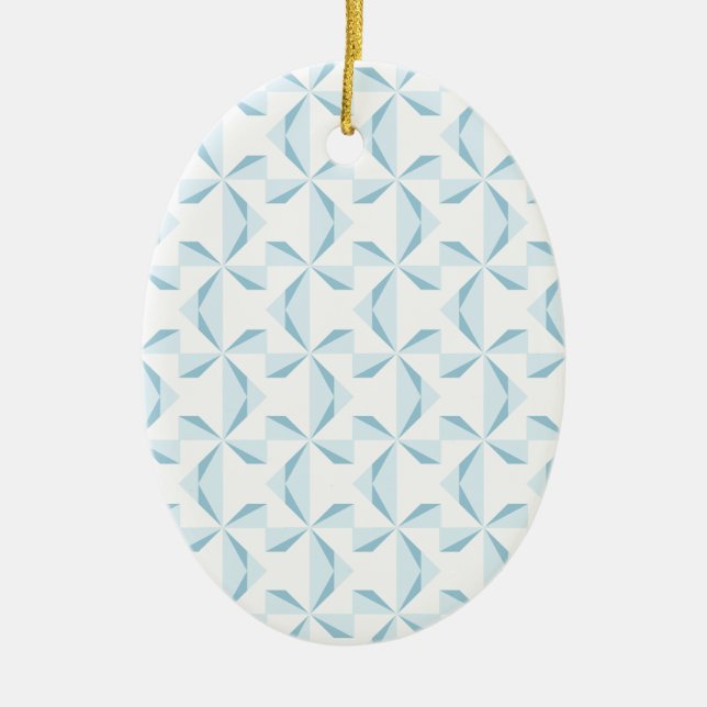 Sky Blue Pinwheels Ceramic Ornament (Front)
