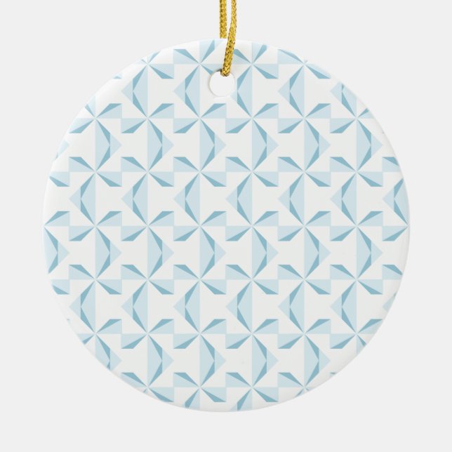 Sky Blue Pinwheels Ceramic Ornament (Front)