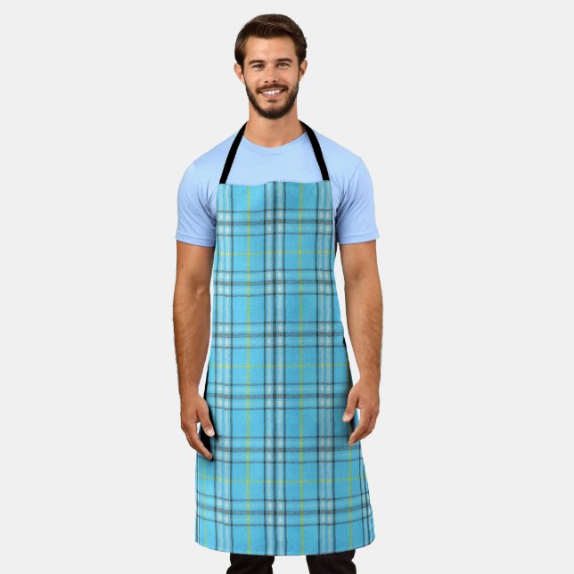 Sky Blue Plaid Apron (Worn)