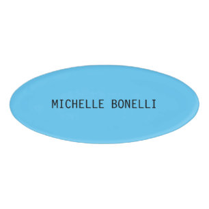Sky Blue Plain Legible Modern Name Tag