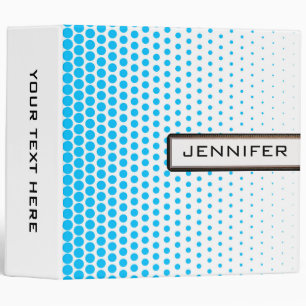 Sky Blue Polka Dot Elegant Modern White Binder