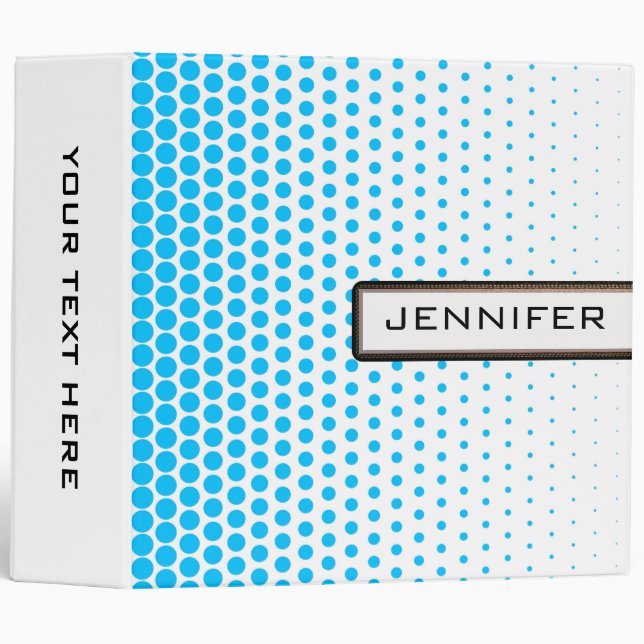 Sky Blue Polka Dot Elegant Modern White Binder (Front/Spine)