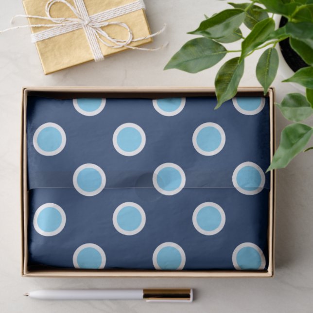 Sky Blue Polka Dots on Navy Tissue Paper (Gift)