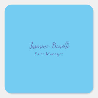 Sky Blue Professional Modern Minimalist Add Name Square Sticker