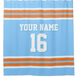 Sky Blue Pumpkin Orange Wht Stripes Sports Jersey