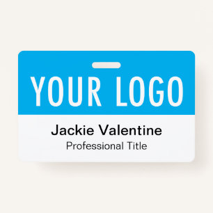 Sky Blue PVC Badge Horizontal Staff ID Name Tag