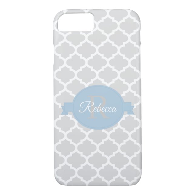 Sky Blue Quatrefoil Personalized Case-Mate iPhone Case (Back)