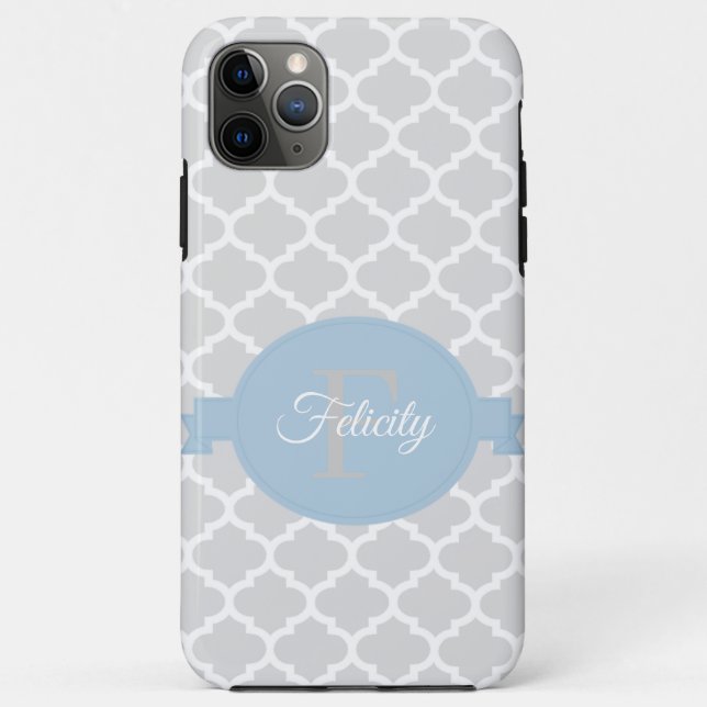 Sky Blue Quatrefoil Personalized Case-Mate iPhone Case (Back)